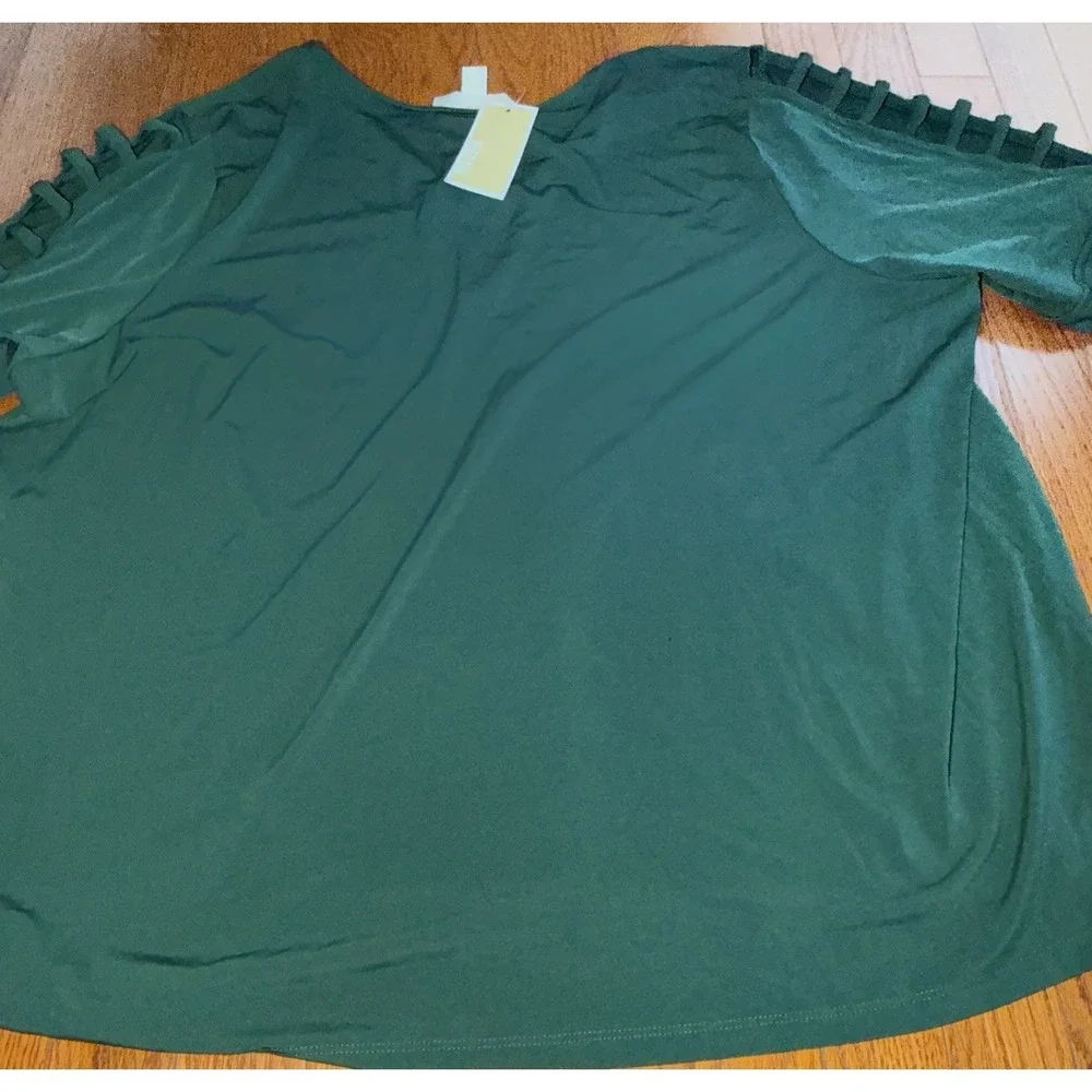 Michael Kors Open‎ Arm Emerald Green Blouse Top Size 3X NWT